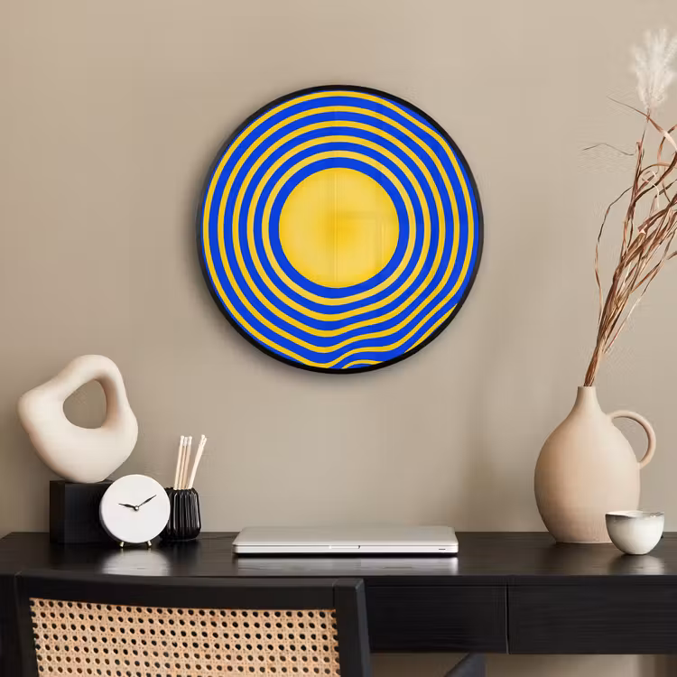 Ronde fotolijst - Abstract patroon - Blauw — 3
