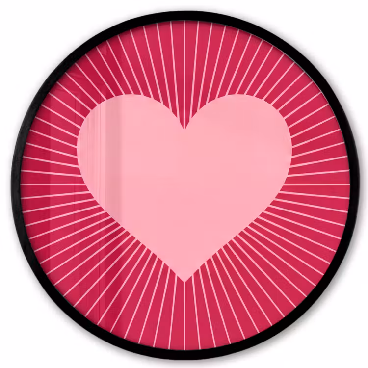 Ronde fotolijst - Hart - Stralen - Liefde - Abstract - Roze — 1