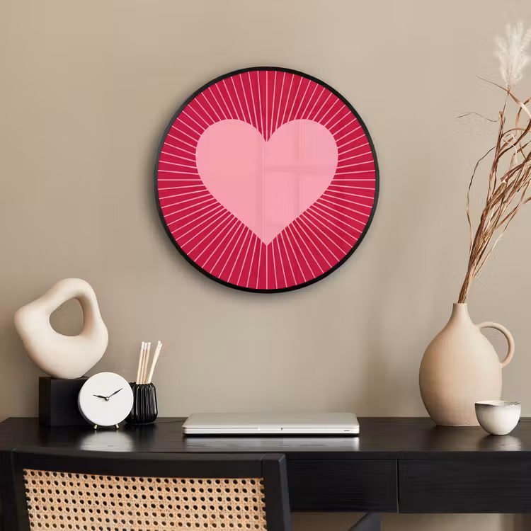 Ronde fotolijst - Hart - Stralen - Liefde - Abstract - Roze — 3