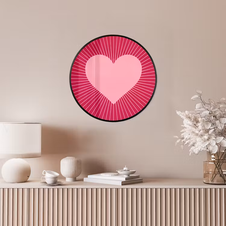 Ronde fotolijst - Hart - Stralen - Liefde - Abstract - Roze — 5