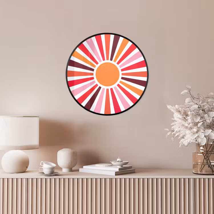 Ronde fotolijst - Zon - Stralen - Abstract - Kleurrijk — 5