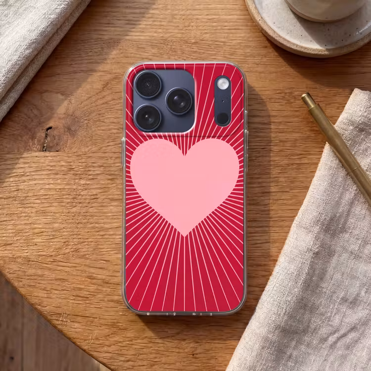 Telefoonhoesje - Hart - Stralen - Liefde - Abstract - Roze — 2