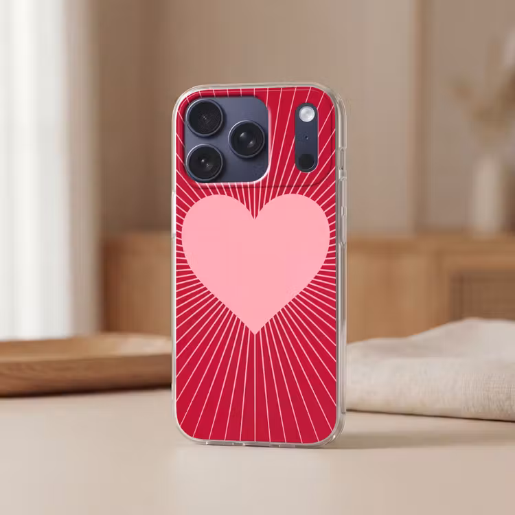 Telefoonhoesje - Hart - Stralen - Liefde - Abstract - Roze — 3