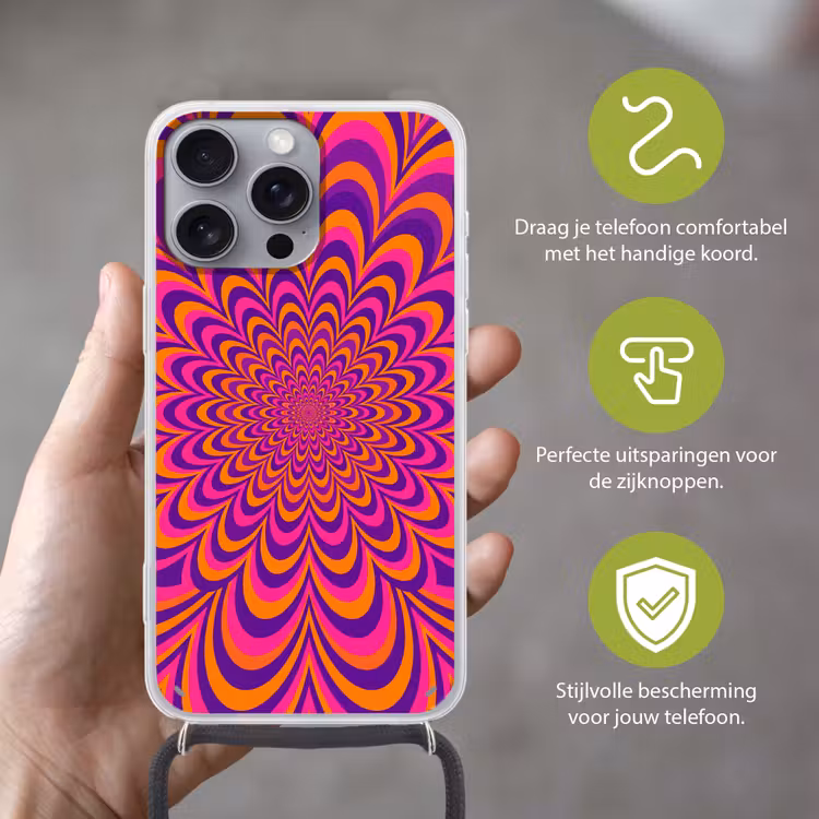 Telefoonhoesje met koord - Patroon - Optisch - Kleurrijk — 4