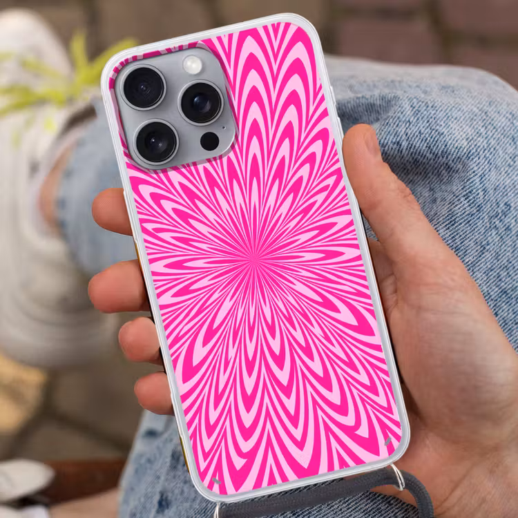 Telefoonhoesje met koord - Patroon - Optisch - Roze — 2