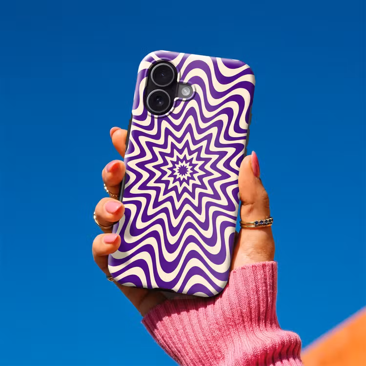 Telefoonhoesje Toughcase - Abstract - Golven - Optisch - Modern - Paars — 2