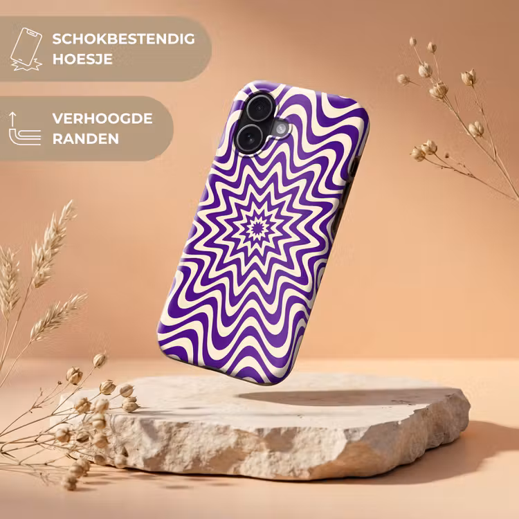 Telefoonhoesje Toughcase - Abstract - Golven - Optisch - Modern - Paars — 5