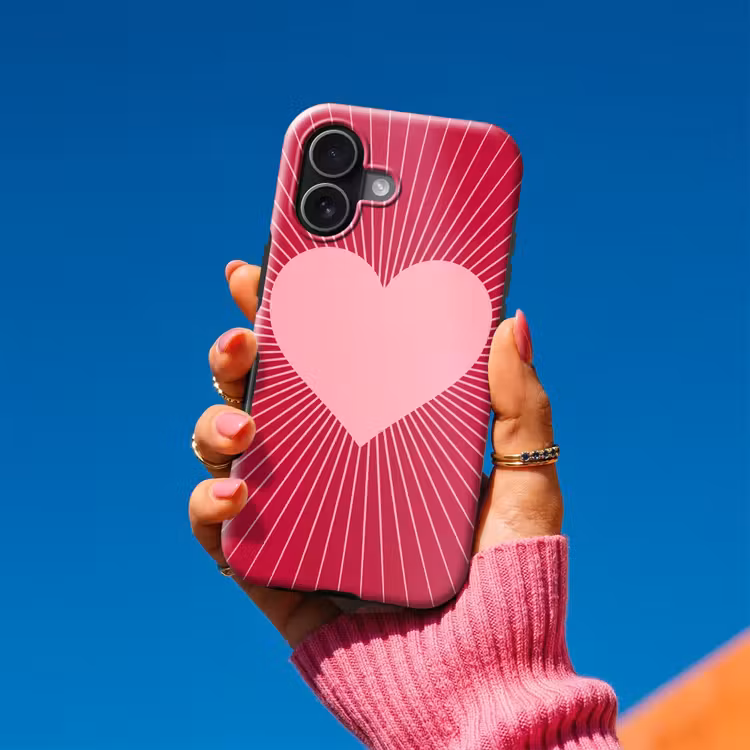 Telefoonhoesje Toughcase - Hart - Stralen - Liefde - Abstract - Roze — 2