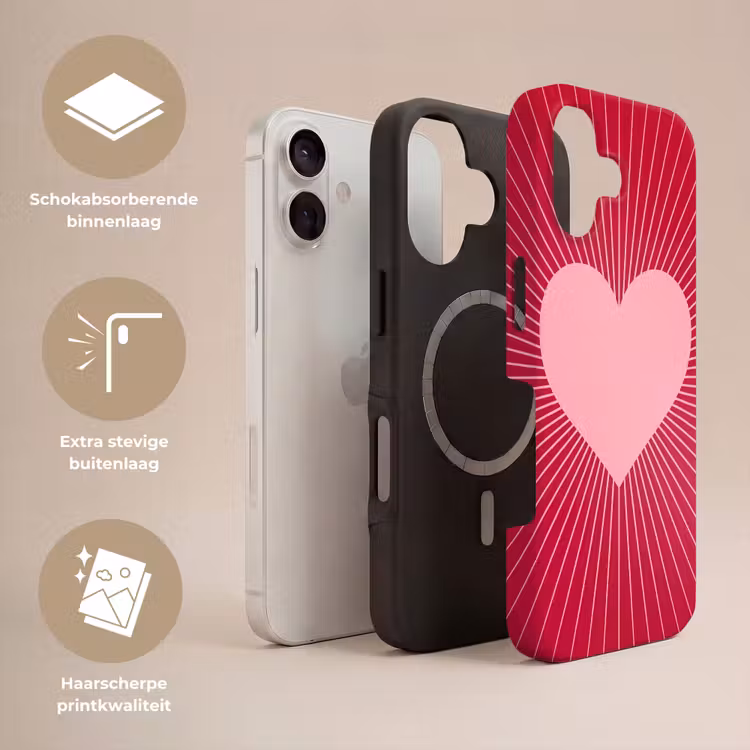 Telefoonhoesje Toughcase - Hart - Stralen - Liefde - Abstract - Roze — 3
