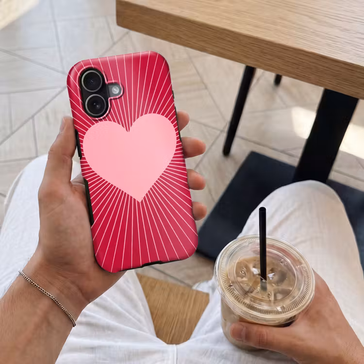 Telefoonhoesje Toughcase - Hart - Stralen - Liefde - Abstract - Roze — 4