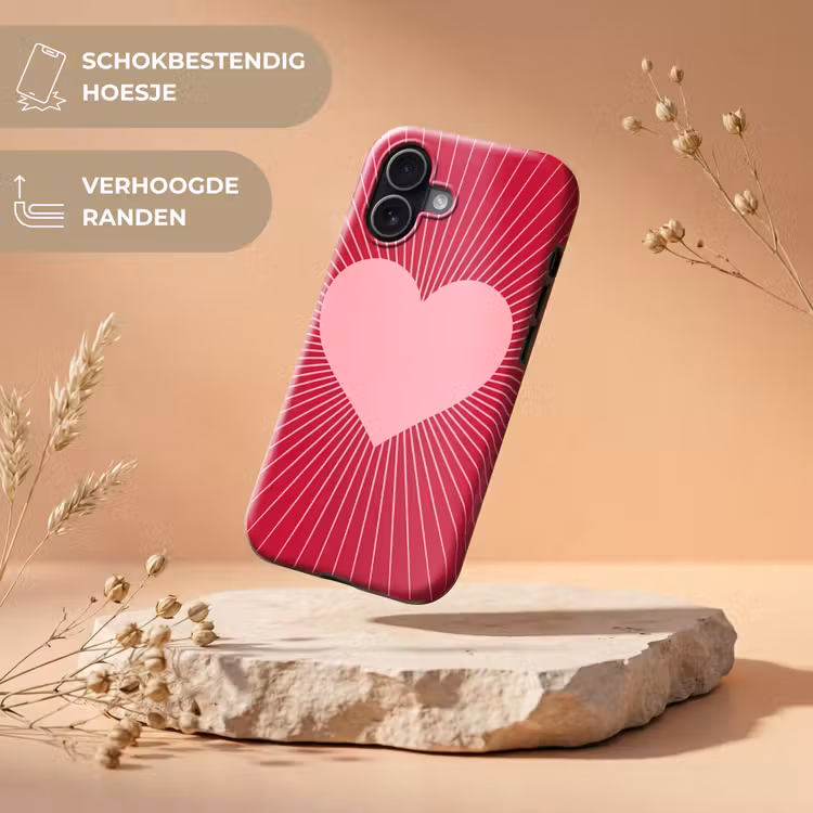 Telefoonhoesje Toughcase - Hart - Stralen - Liefde - Abstract - Roze — 5