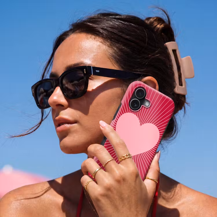 Telefoonhoesje Toughcase - Hart - Stralen - Liefde - Abstract - Roze — 6