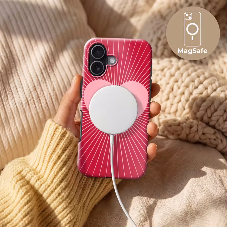 Telefoonhoesje Toughcase - Hart - Stralen - Liefde - Abstract - Roze — 8