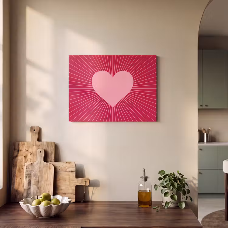 Akoestisch schilderij - Hart - Stralen - Liefde - Abstract - Roze — 3