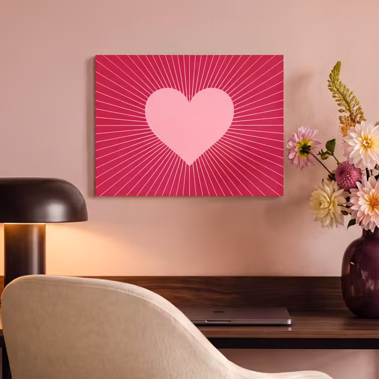 Akoestisch schilderij - Hart - Stralen - Liefde - Abstract - Roze — 4