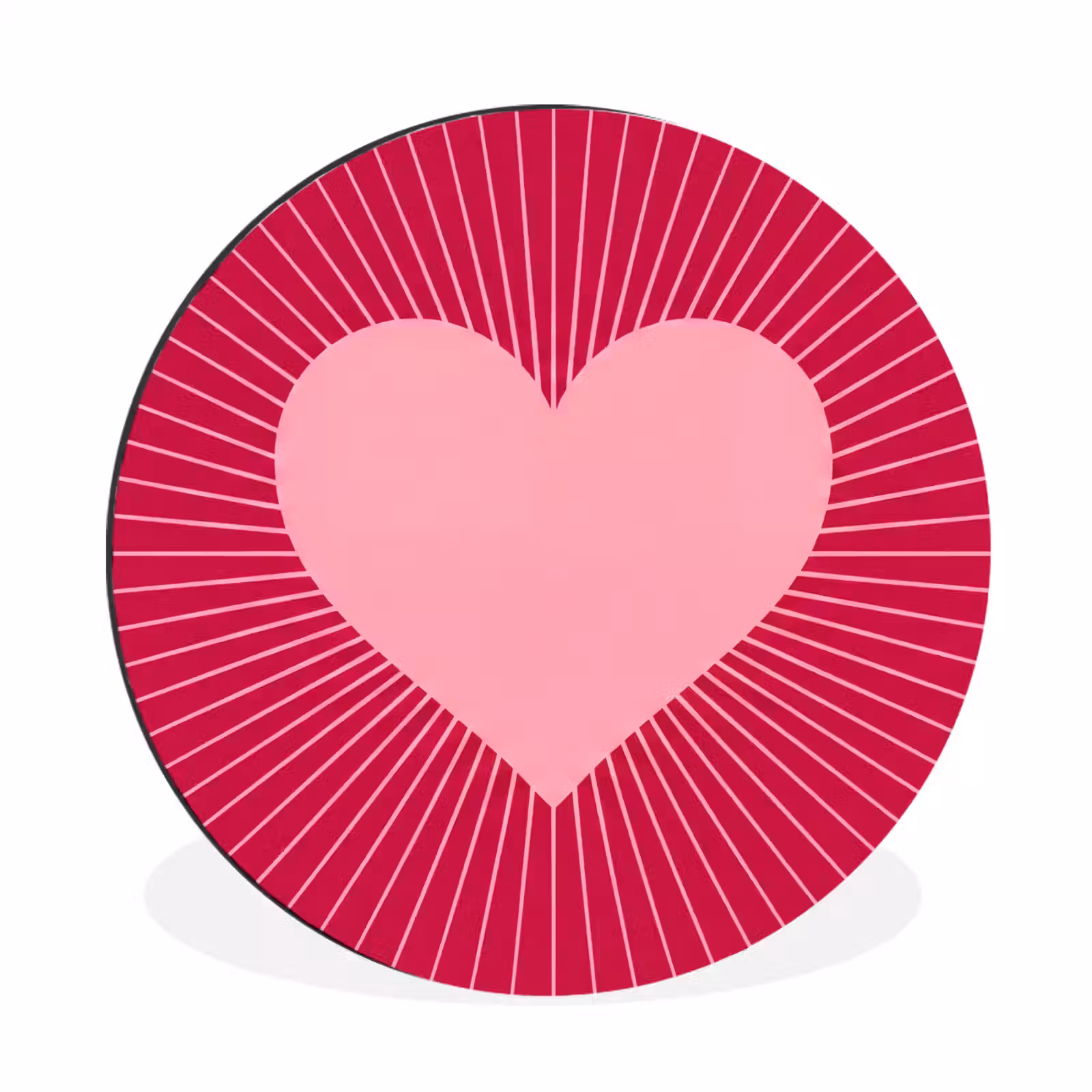 Muurcirkel aluminium - Hart - Stralen - Liefde - Abstract - Roze — 1