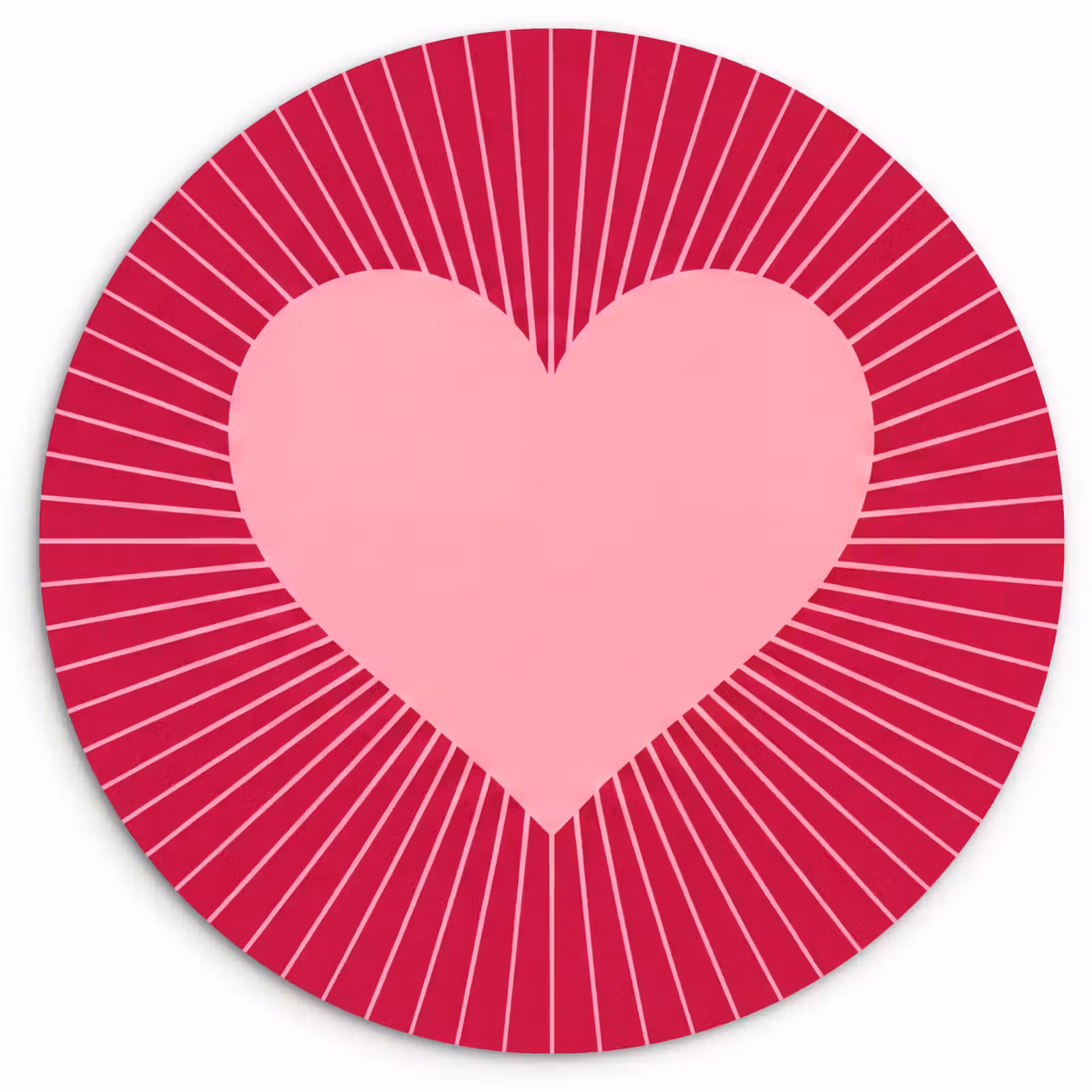 Muurcirkel glas - Hart - Stralen - Liefde - Abstract - Roze — 1