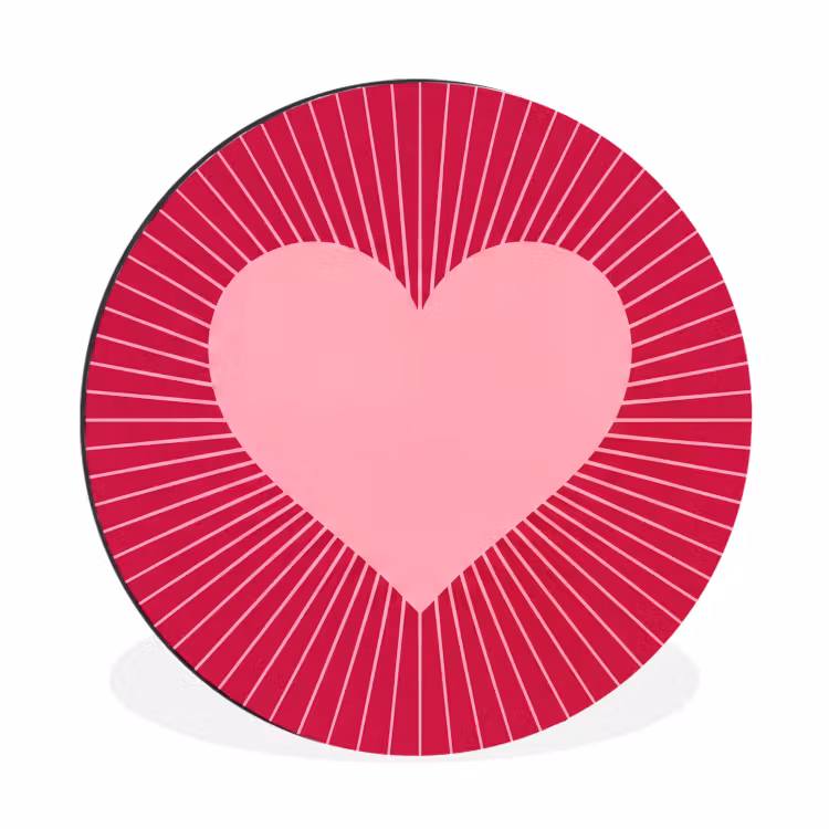 Muurcirkel aluminium - Hart - Stralen - Liefde - Abstract - Roze — 1