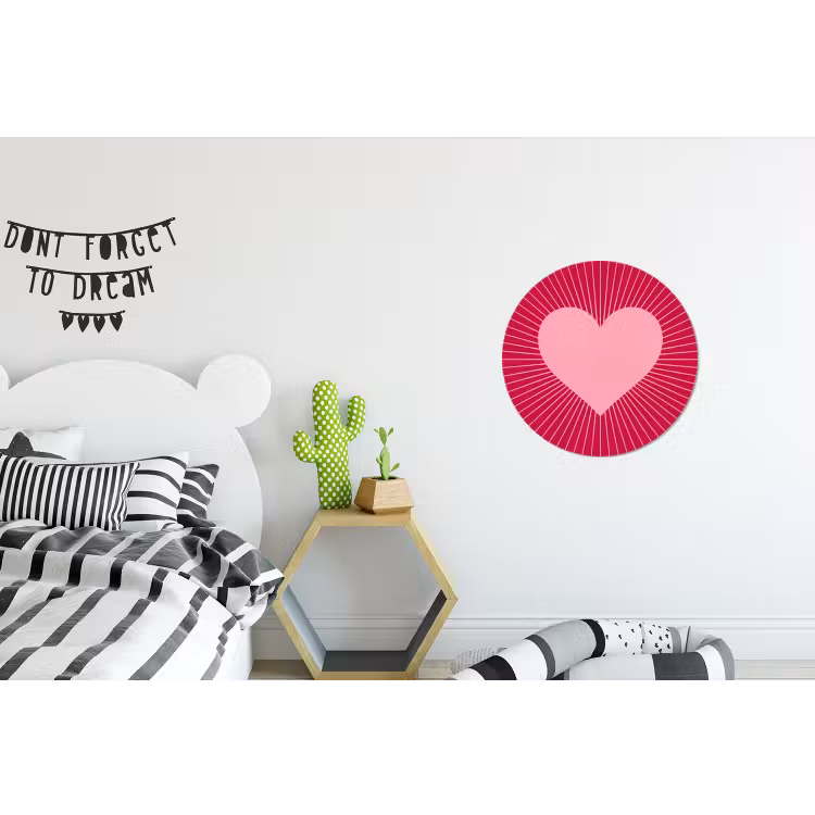 Muurcirkel aluminium - Hart - Stralen - Liefde - Abstract - Roze — 5