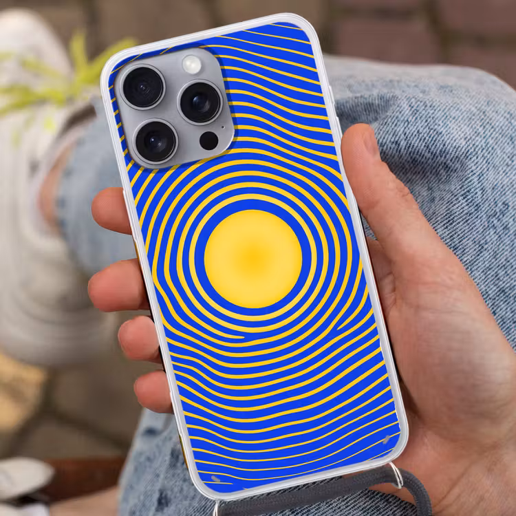 Telefoonhoesje met koord - Abstract patroon - Blauw — 2