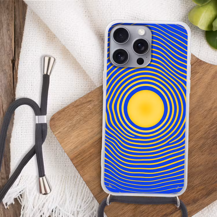 Telefoonhoesje met koord - Abstract patroon - Blauw — 3