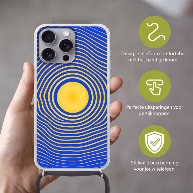 Telefoonhoesje met koord - Abstract patroon - Blauw — 4