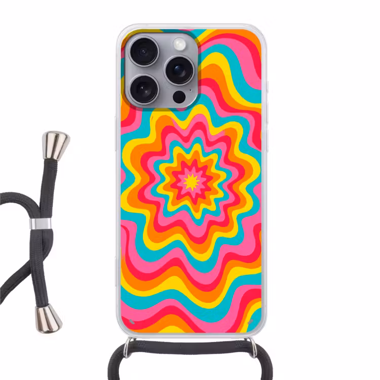 Telefoonhoesje met koord - Patroon - Golvend - Kleurrijk — 1