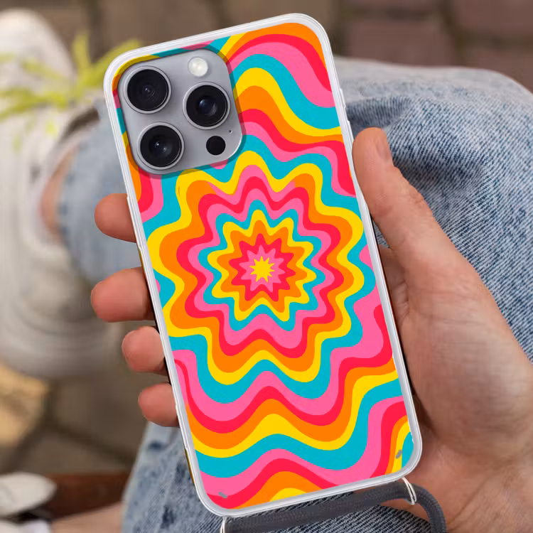 Telefoonhoesje met koord - Patroon - Golvend - Kleurrijk — 2