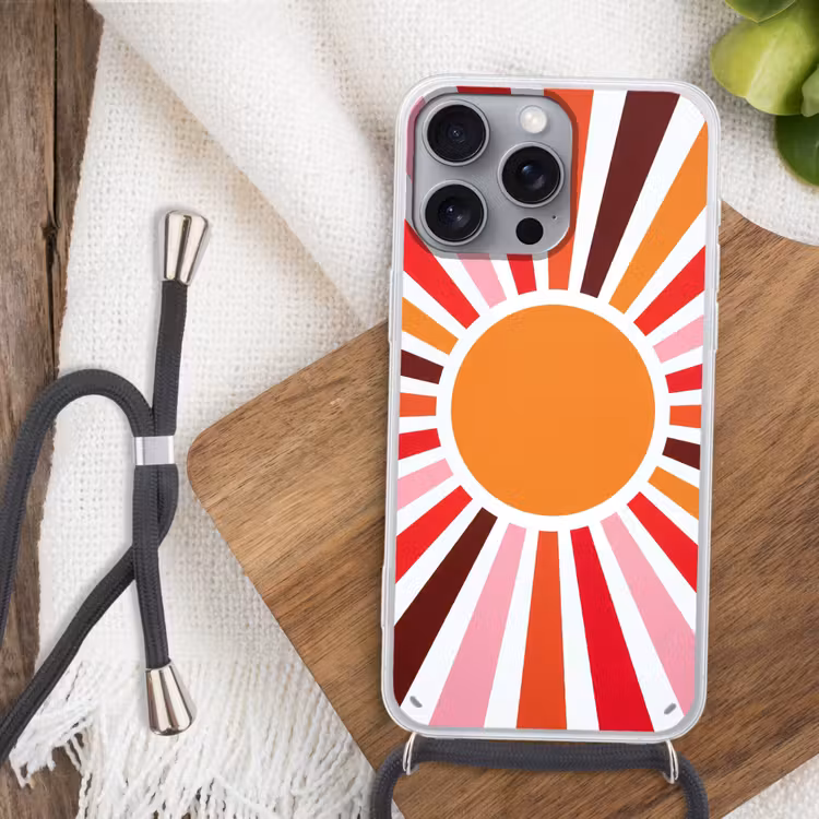 Telefoonhoesje met koord - Zon - Stralen - Abstract - Kleurrijk — 3