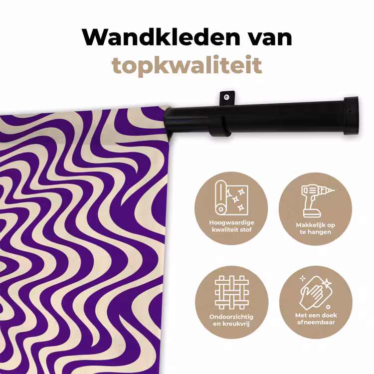 Wandkleed - Abstract - Golven - Optisch - Modern - Paars — 3