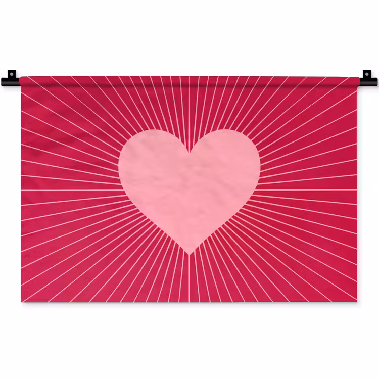 Wandkleed - Hart - Stralen - Liefde - Abstract - Roze — 1