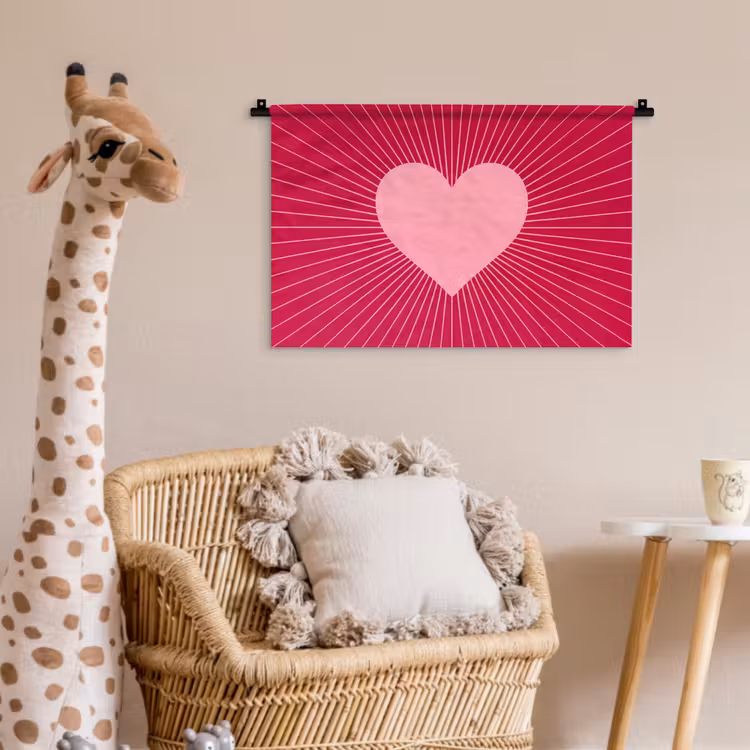 Wandkleed - Hart - Stralen - Liefde - Abstract - Roze — 5