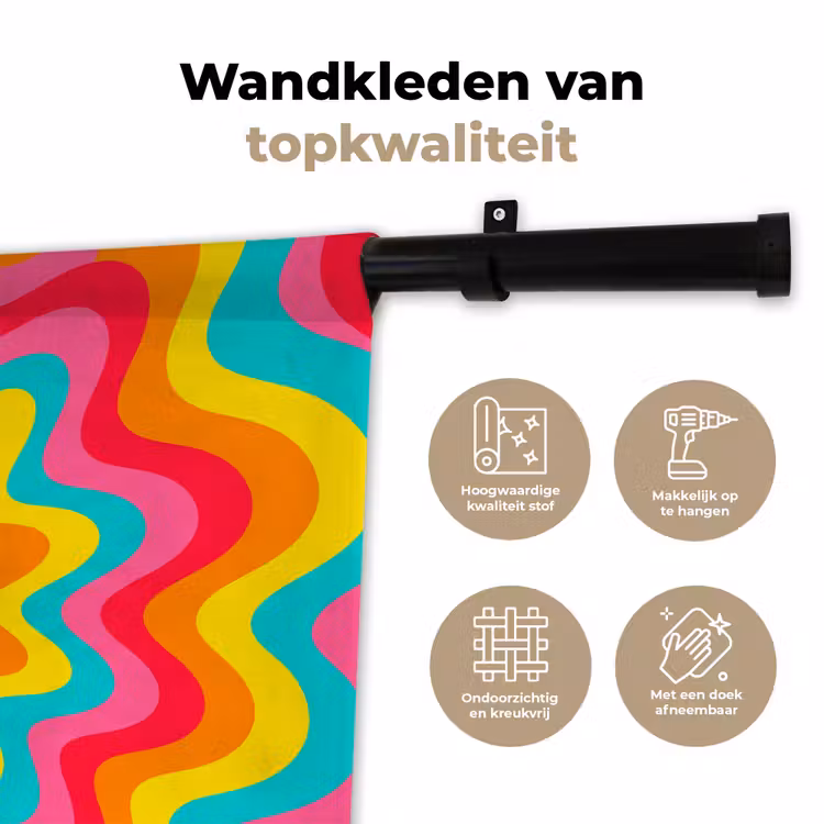 Wandkleed - Patroon - Golvend - Kleurrijk — 3