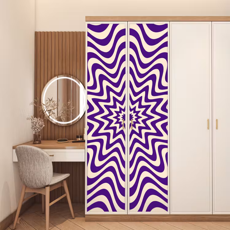 Deursticker - Abstract - Golven - Optisch - Modern - Paars — 5