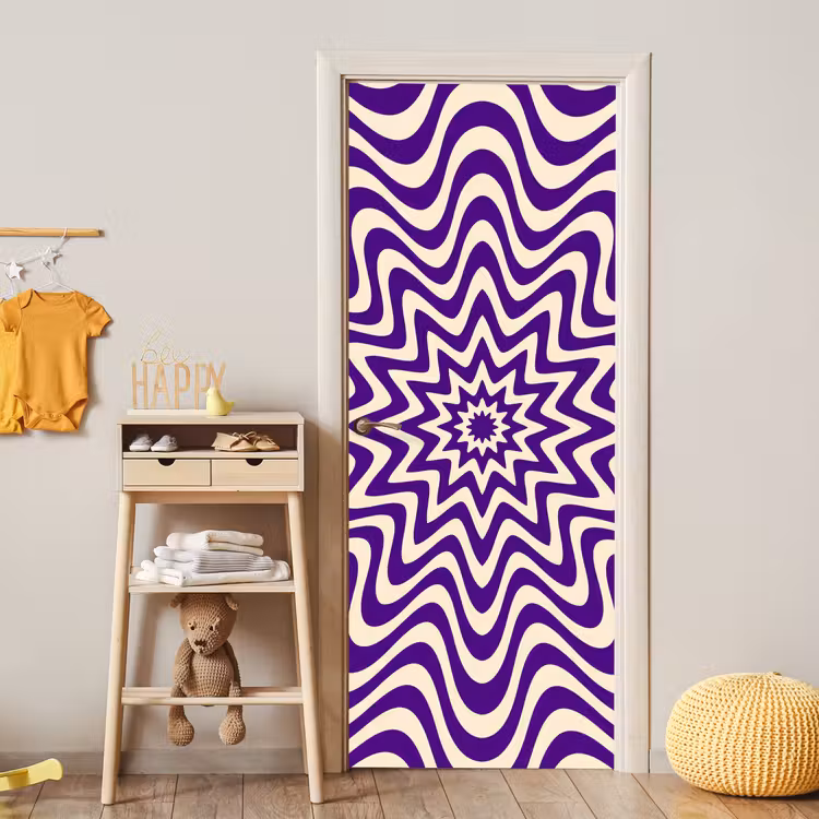 Deursticker - Abstract - Golven - Optisch - Modern - Paars — 6