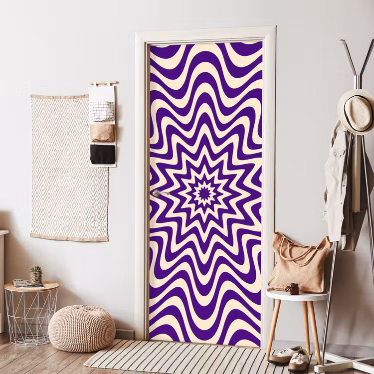Deursticker - Abstract - Golven - Optisch - Modern - Paars — 8