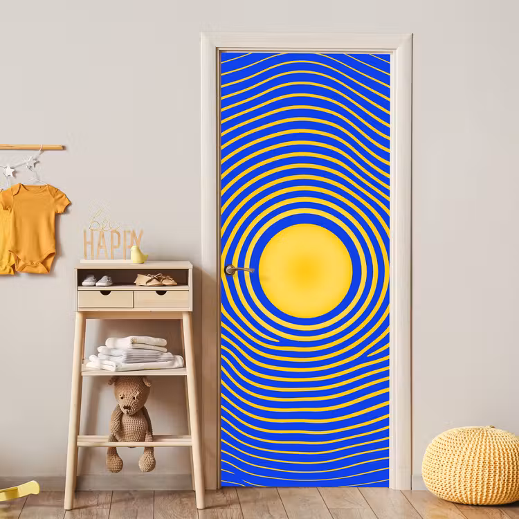 Deursticker - Abstract patroon - Blauw — 6