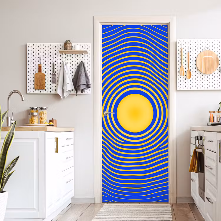 Deursticker - Abstract patroon - Blauw — 7