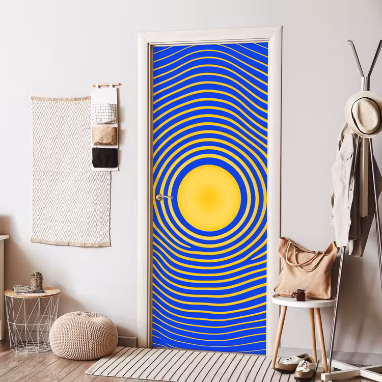 Deursticker - Abstract patroon - Blauw — 8