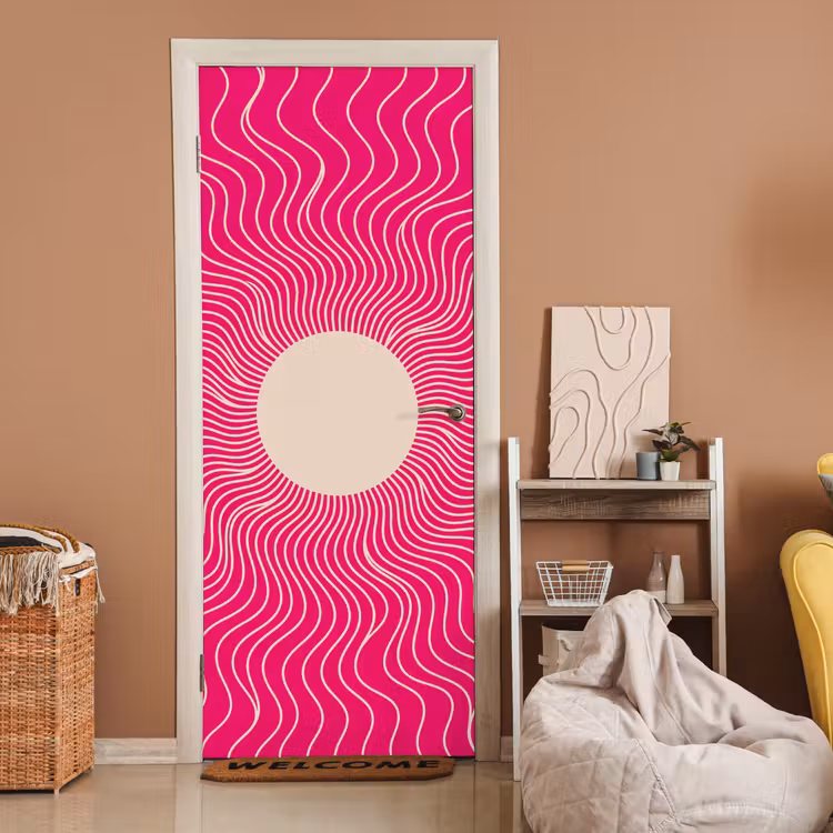 Deursticker - Abstract - Patroon - Roze — 2