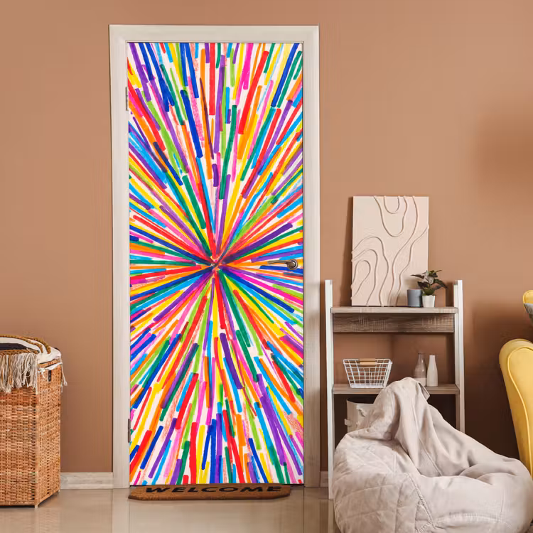 Deursticker - Lijnen - Kleurrijk - Abstract — 2