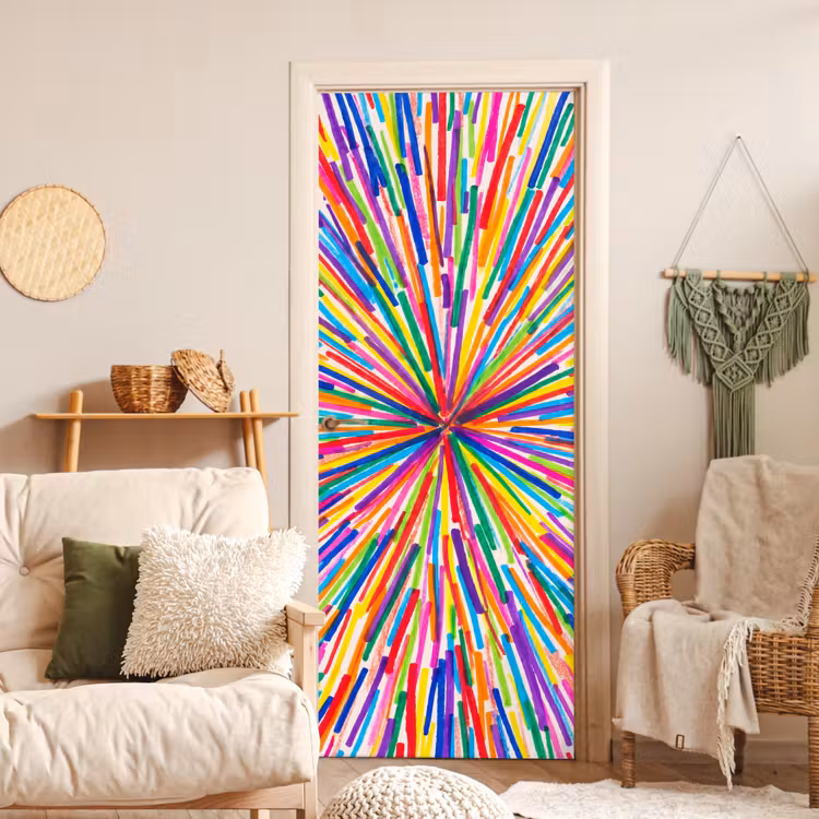 Deursticker - Lijnen - Kleurrijk - Abstract — 4