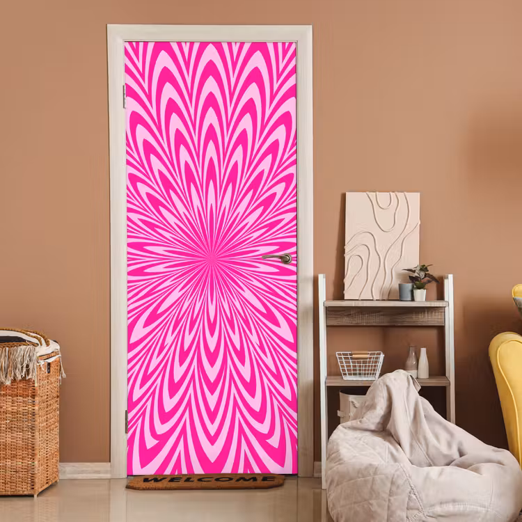 Deursticker - Patroon - Optisch - Roze — 2
