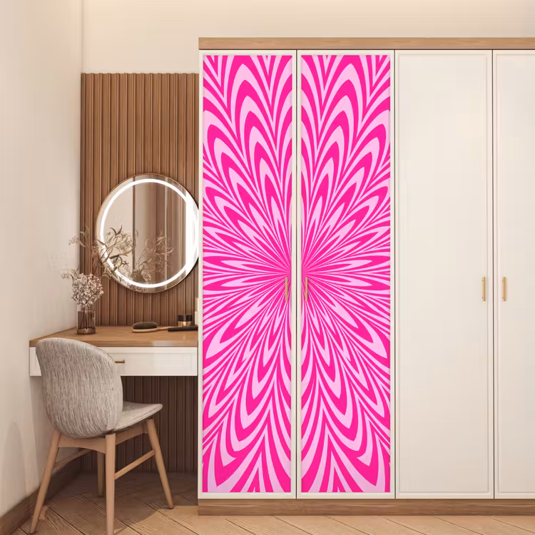 Deursticker - Patroon - Optisch - Roze — 5