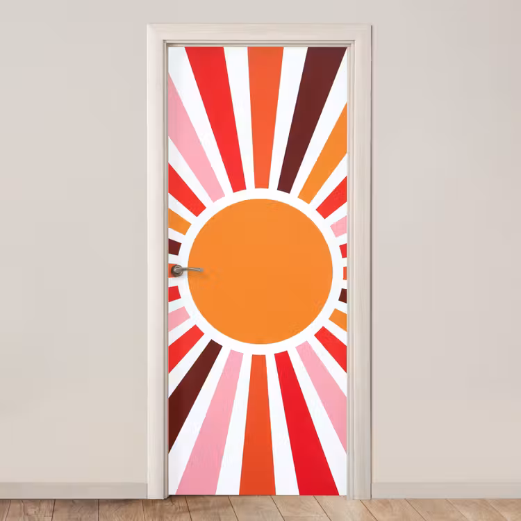 Deursticker - Zon - Stralen - Abstract - Kleurrijk — 1