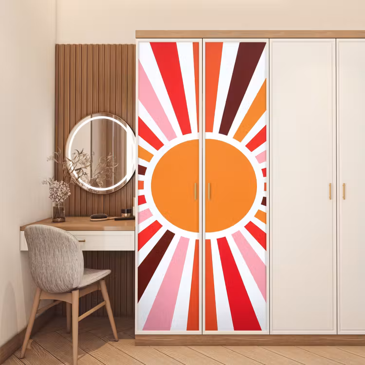 Deursticker - Zon - Stralen - Abstract - Kleurrijk — 5
