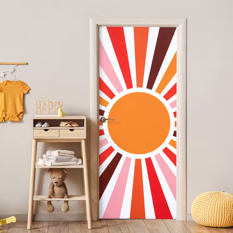 Deursticker - Zon - Stralen - Abstract - Kleurrijk — 6
