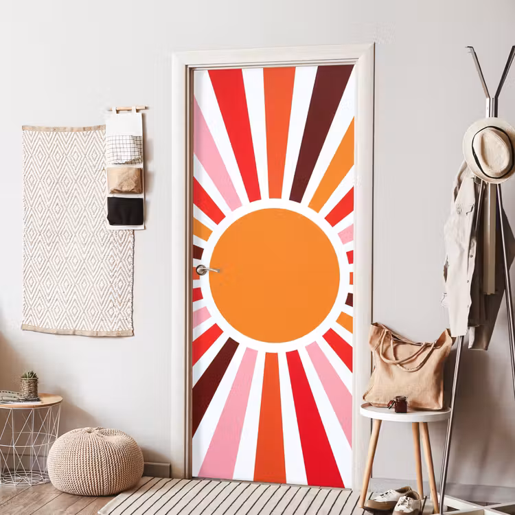 Deursticker - Zon - Stralen - Abstract - Kleurrijk — 8