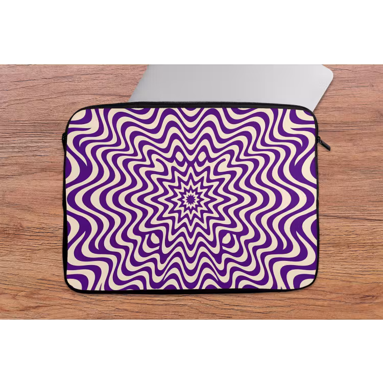 Laptophoes Abstract - Golven - Optisch - Modern - Paars — 2