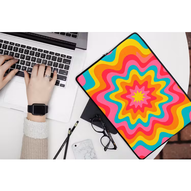 Laptophoes Patroon - Golvend - Kleurrijk — 3